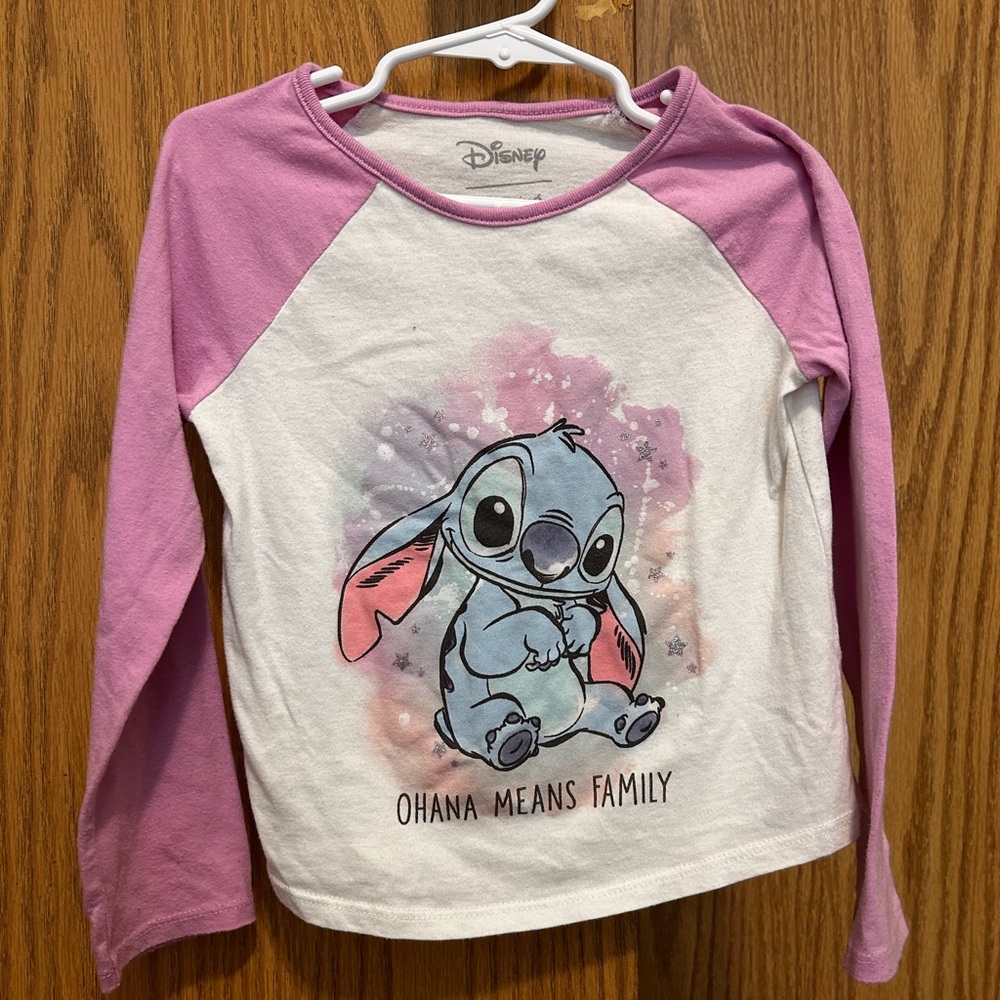 Disney Kids Stitch Long Sleeve Shirt - Purple & White